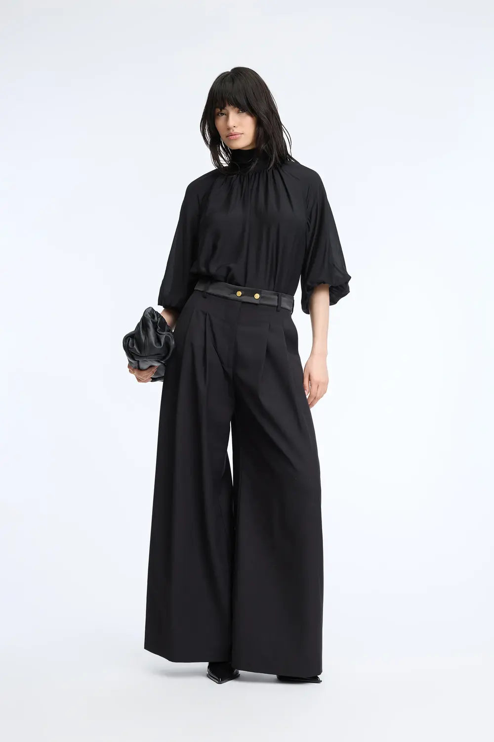 MUNTHE Calyppa Blouse – Zwart-80% viscose, 20% zijde-DAMES TOPS & BLOUSES-Zwart