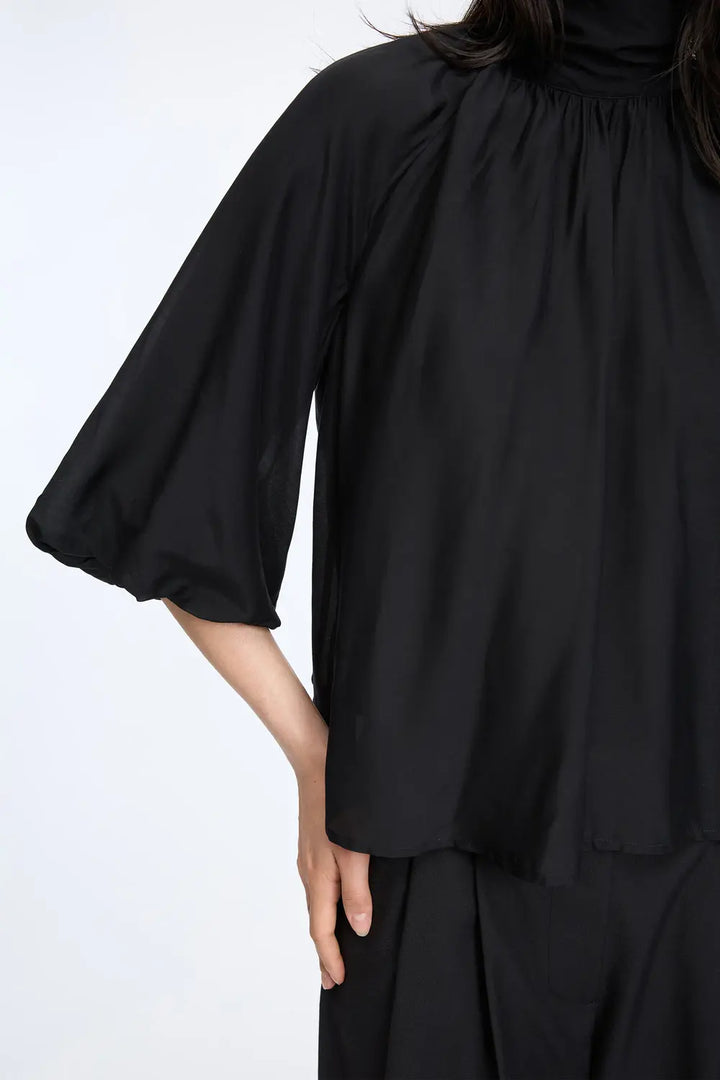MUNTHE Calyppa Blouse – Zwart-80% viscose, 20% zijde-DAMES TOPS & BLOUSES-Zwart
