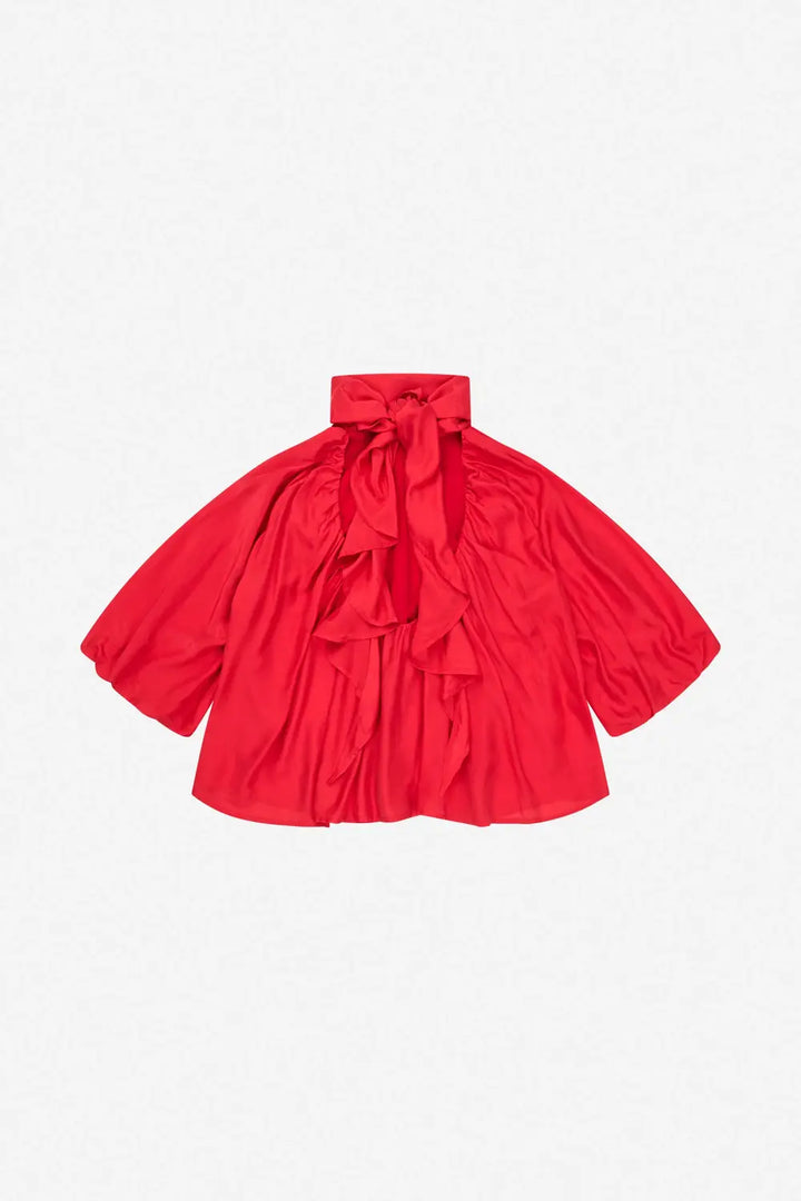 MUNTHE Calyppa Top – Rood-80% viscose, 20% zijde-DAMES TOPS & BLOUSES-Rood