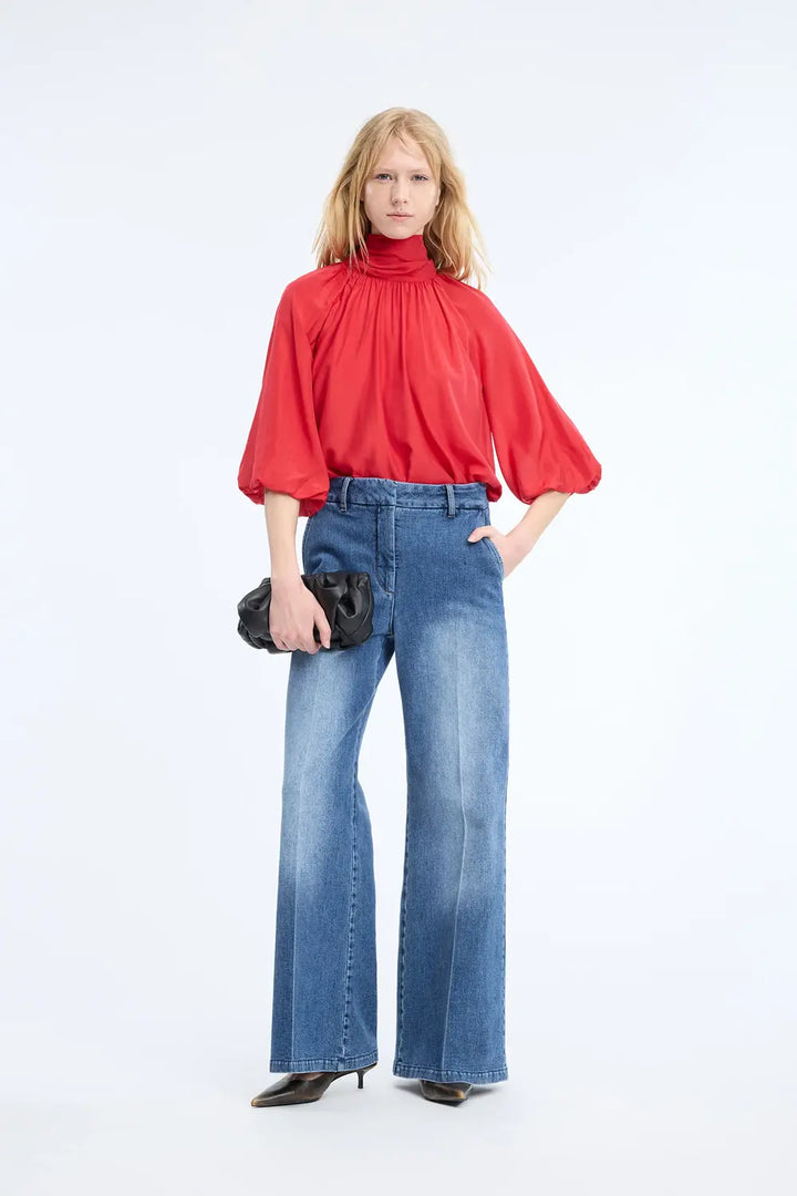 MUNTHE Calyppa Top – Rood-80% viscose, 20% zijde-DAMES TOPS & BLOUSES-Rood