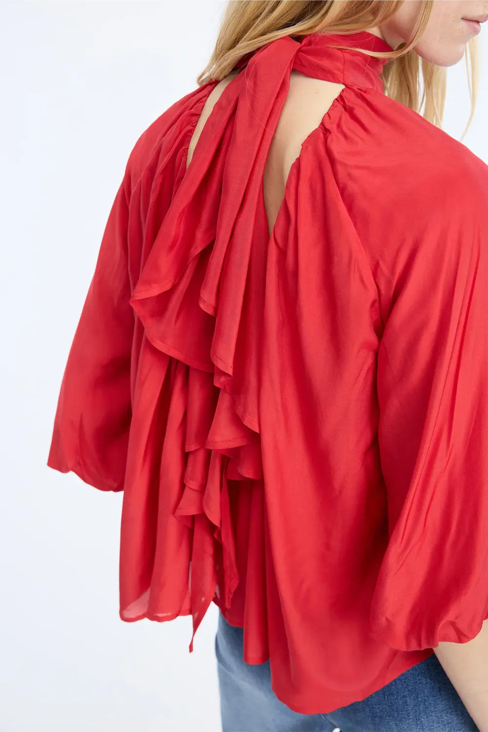 MUNTHE Calyppa Top – Rood-80% viscose, 20% zijde-DAMES TOPS & BLOUSES-Rood