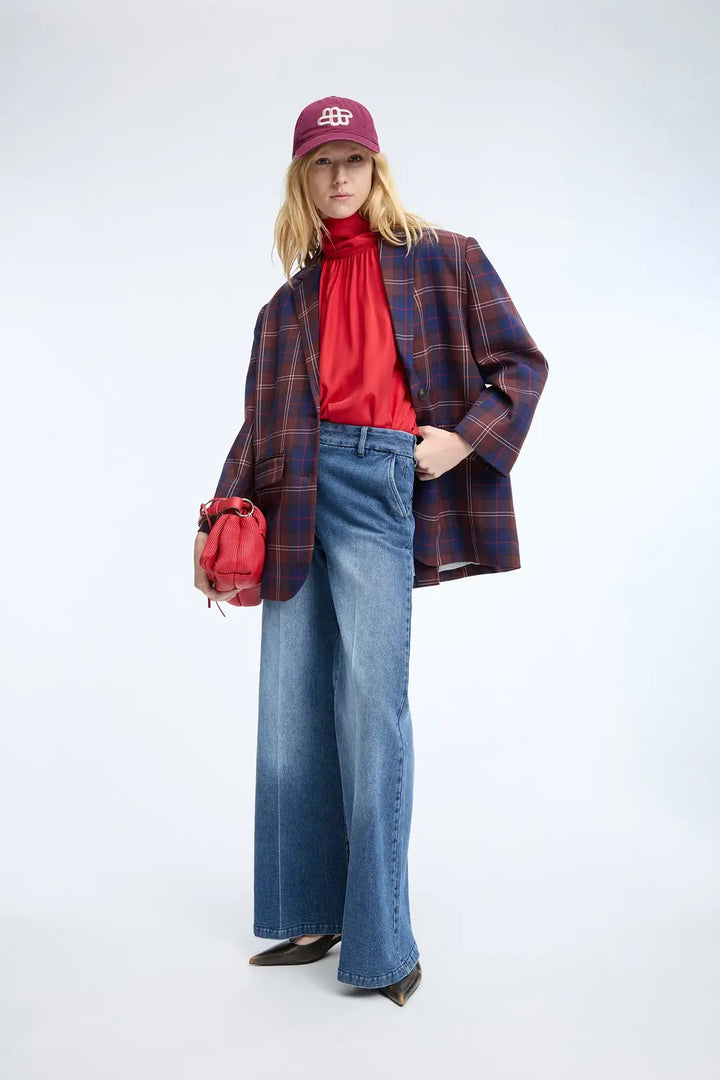 MUNTHE Calyppa Top – Rood-80% viscose, 20% zijde-DAMES TOPS & BLOUSES-Rood
