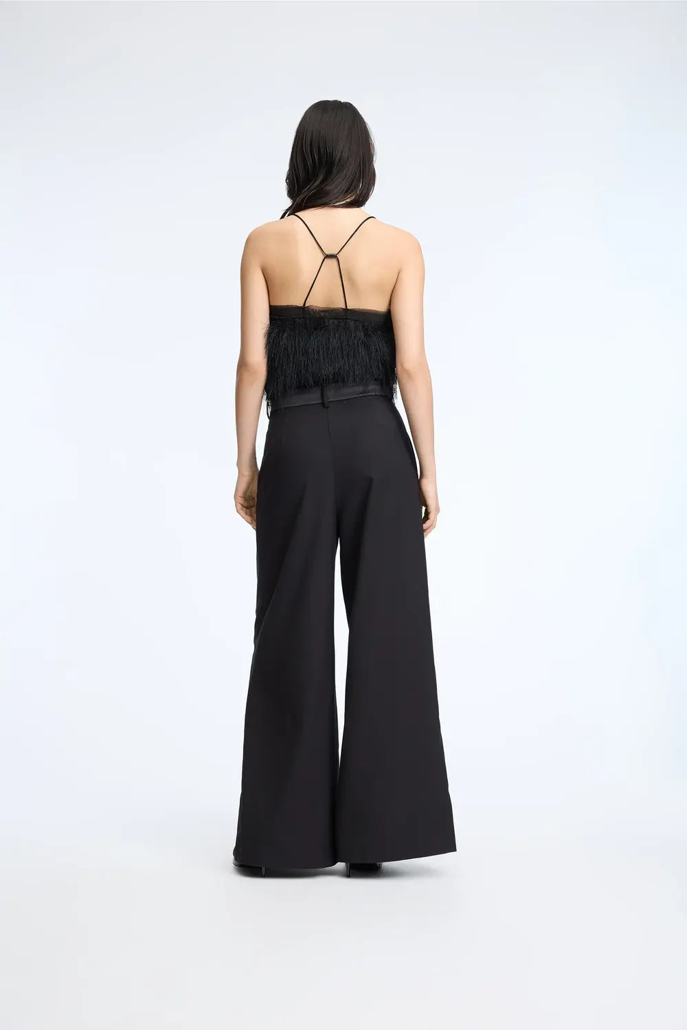 MUNTHE Charmy Wide Leg Pantalon – Zwart-80% polyester, 20% katoen-DAMES BROEKEN-Zwart