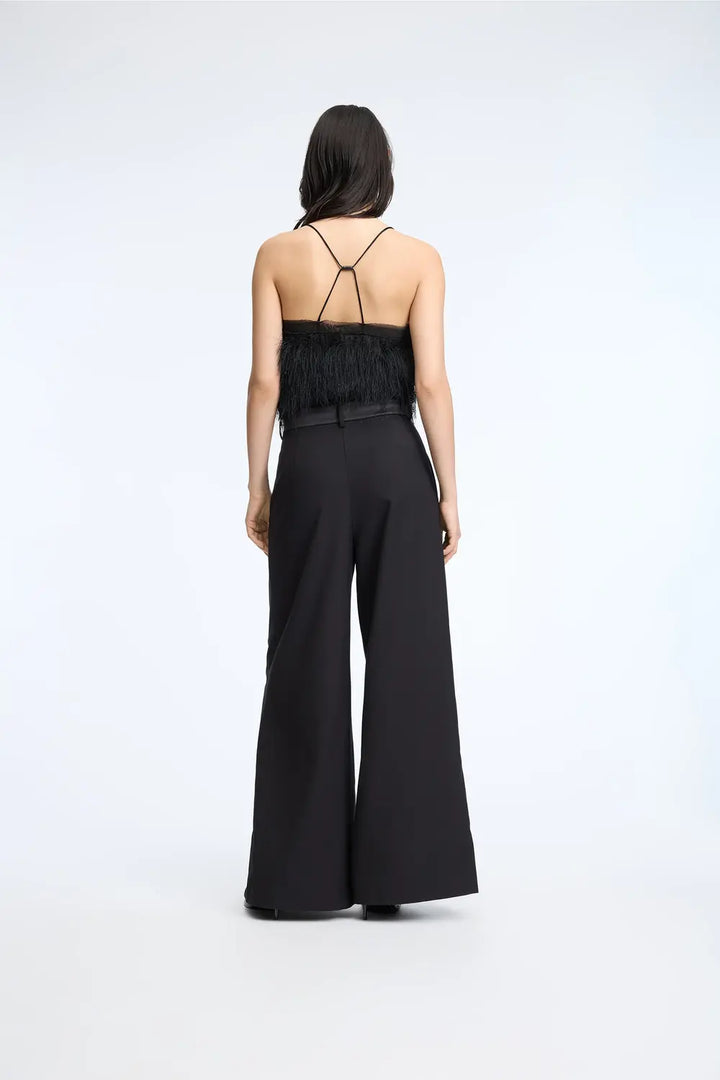 MUNTHE Charmy Wide Leg Pantalon – Zwart-80% polyester, 20% katoen-DAMES BROEKEN-Zwart