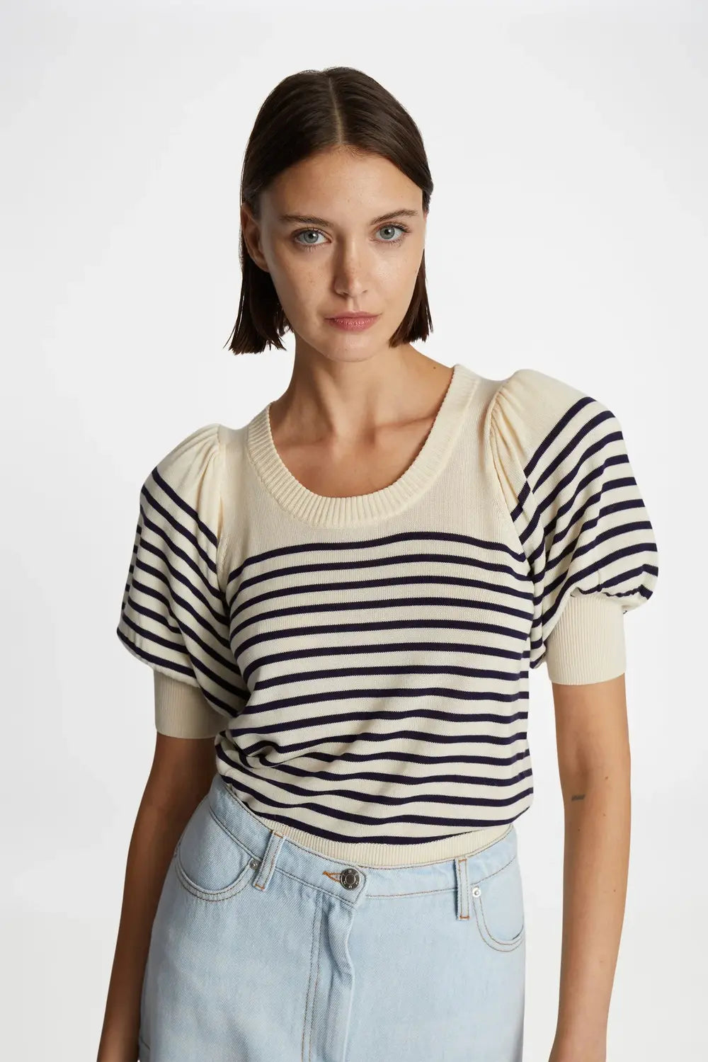 MUNTHE Fabius fijngebreide top-85% tencel, 15% wol-DAMES TRUIEN & VESTEN-Blauw