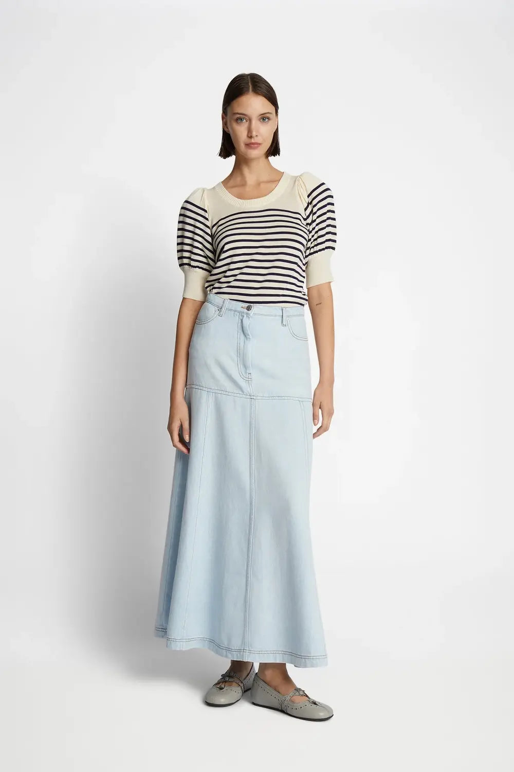 MUNTHE Fabius fijngebreide top-85% tencel, 15% wol-DAMES TRUIEN & VESTEN-Blauw