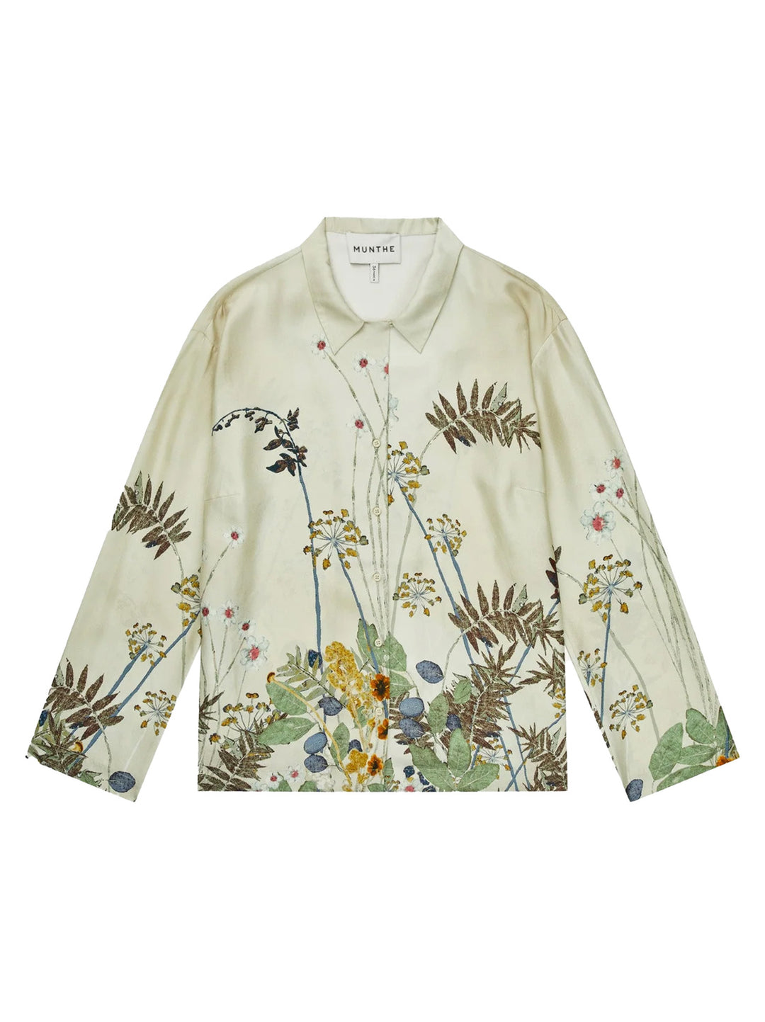 Munthe Faiza Blouse Lange Mouw – Creme-100% zijde-DAMES TOPS & BLOUSES-Groen