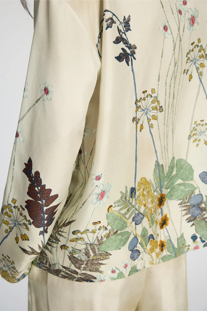 Munthe Faiza Blouse Lange Mouw – Creme-100% zijde-DAMES TOPS & BLOUSES-Groen