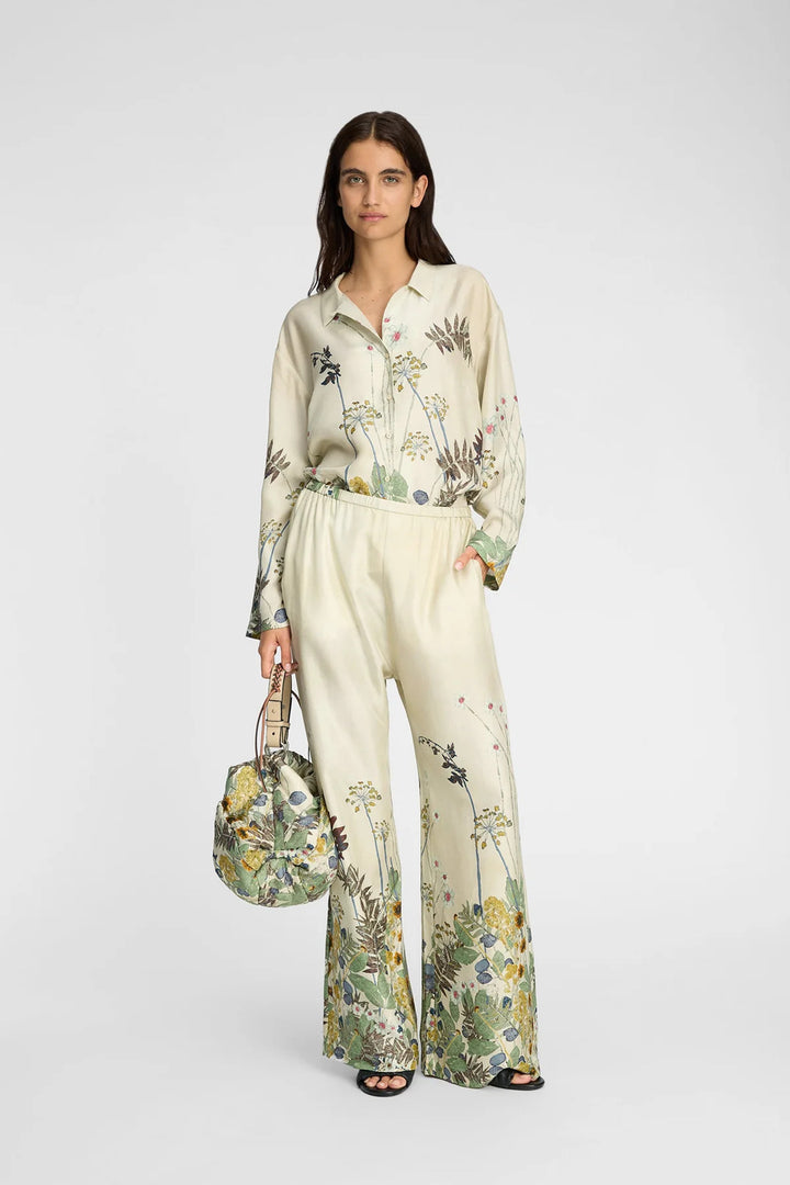 Munthe Faiza Blouse Lange Mouw – Creme-100% zijde-DAMES TOPS & BLOUSES-Groen