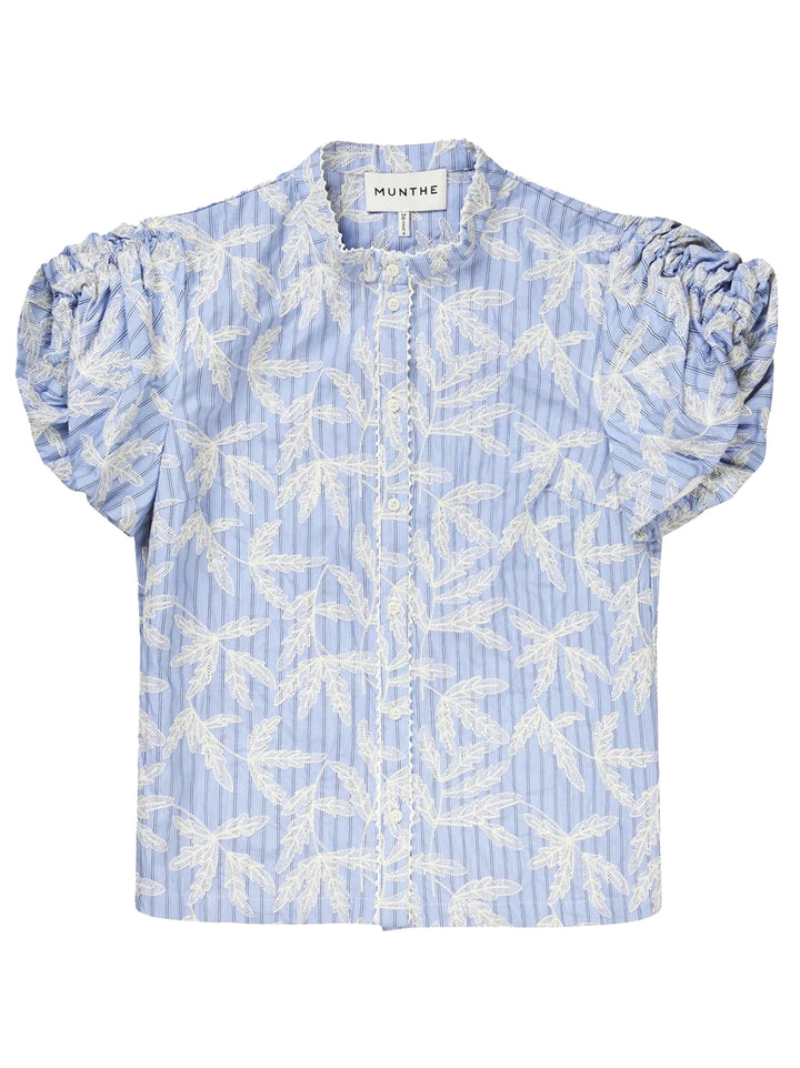 Munthe Fredia Gestreepte Blouse – Lichtblauw-100% katoen-DAMES TOPS & BLOUSES-Blauw