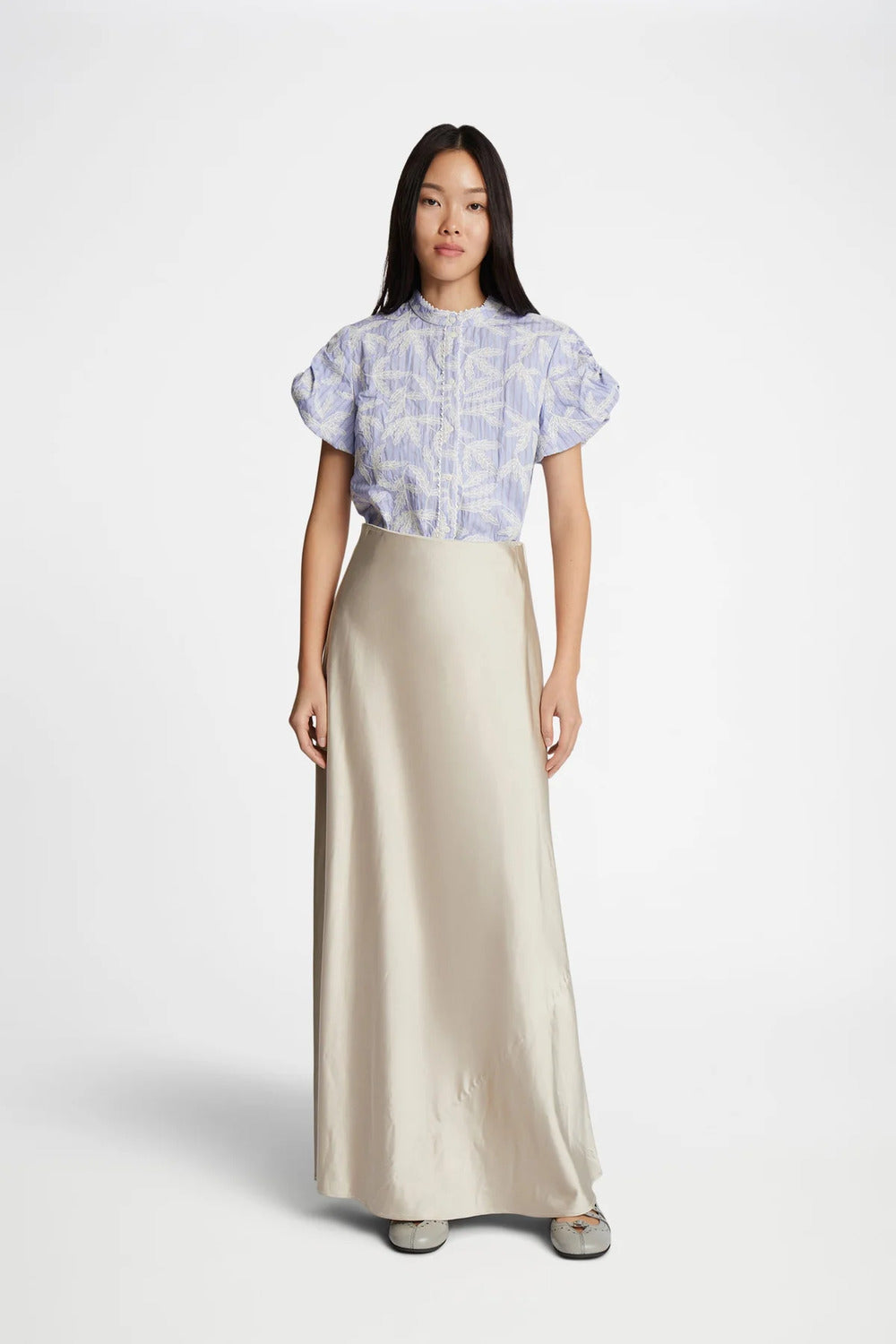 Munthe Fredia Gestreepte Blouse – Lichtblauw-100% katoen-DAMES TOPS & BLOUSES-Blauw