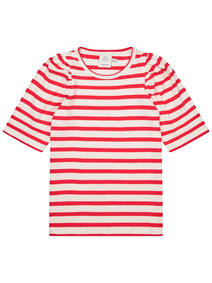 MUNTHE Jikolaz T-shirt – Rood-100% katoen-DAMES TOPS & BLOUSES-Rood
