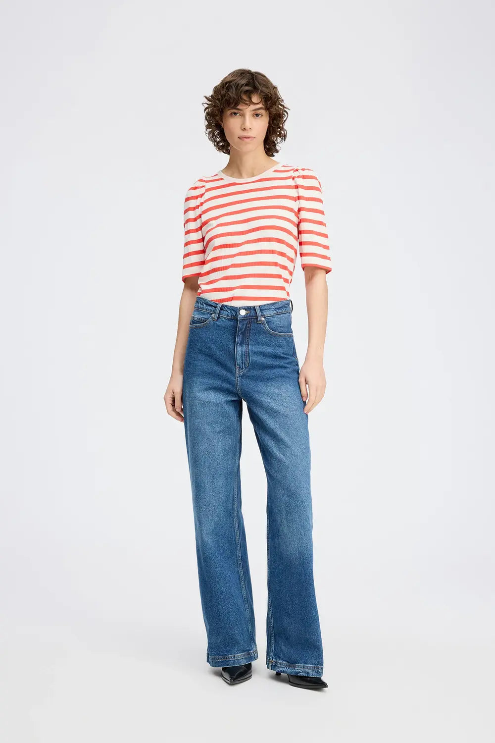 MUNTHE Jikolaz T-shirt – Rood-100% katoen-DAMES TOPS & BLOUSES-Rood