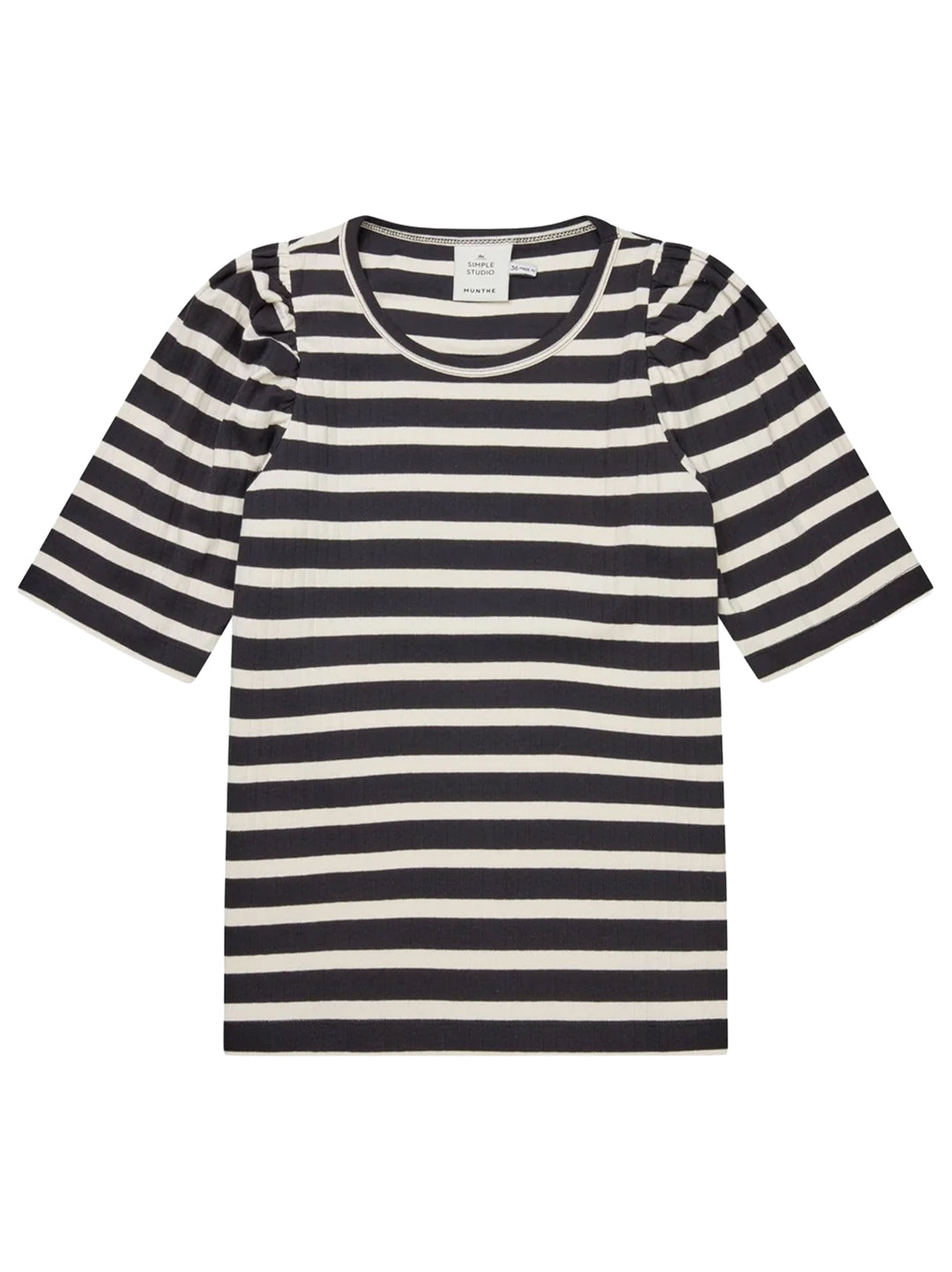 MUNTHE Jikolaz T-shirt – Zwart-100% katoen-DAMES TOPS & BLOUSES-Zwart