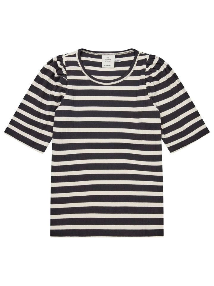 MUNTHE Jikolaz T-shirt – Zwart-100% katoen-DAMES TOPS & BLOUSES-Zwart