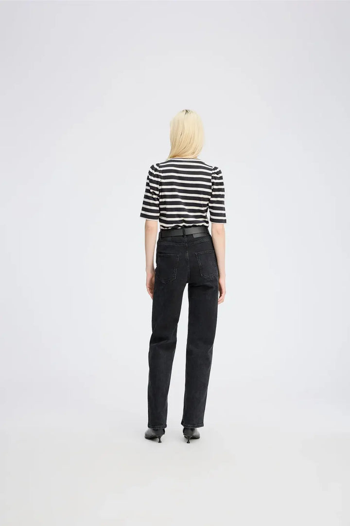 MUNTHE Jikolaz T-shirt – Zwart-100% katoen-DAMES TOPS & BLOUSES-Zwart