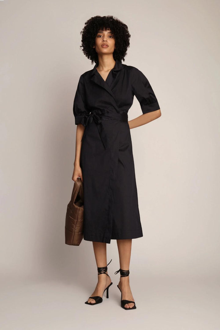 MUNTHE jurk BOBULA navy-76% katoen, 19% polyamide, 5% elasthaan-DAMES JURKEN-Blauw