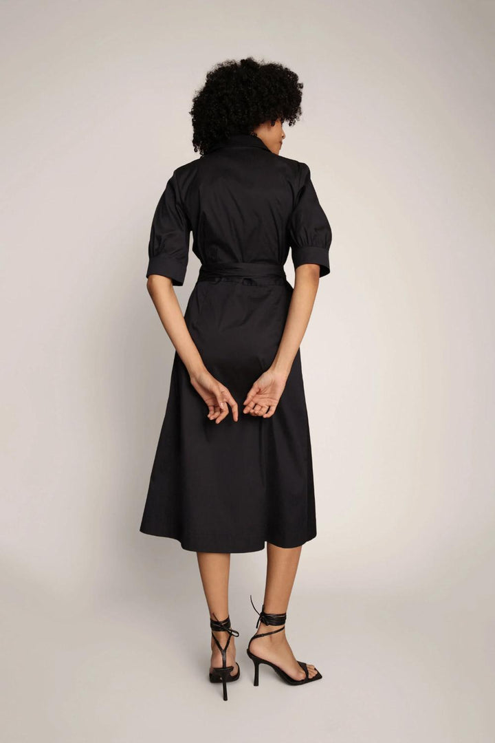 MUNTHE jurk BOBULA navy-76% katoen, 19% polyamide, 5% elasthaan-DAMES JURKEN-Blauw