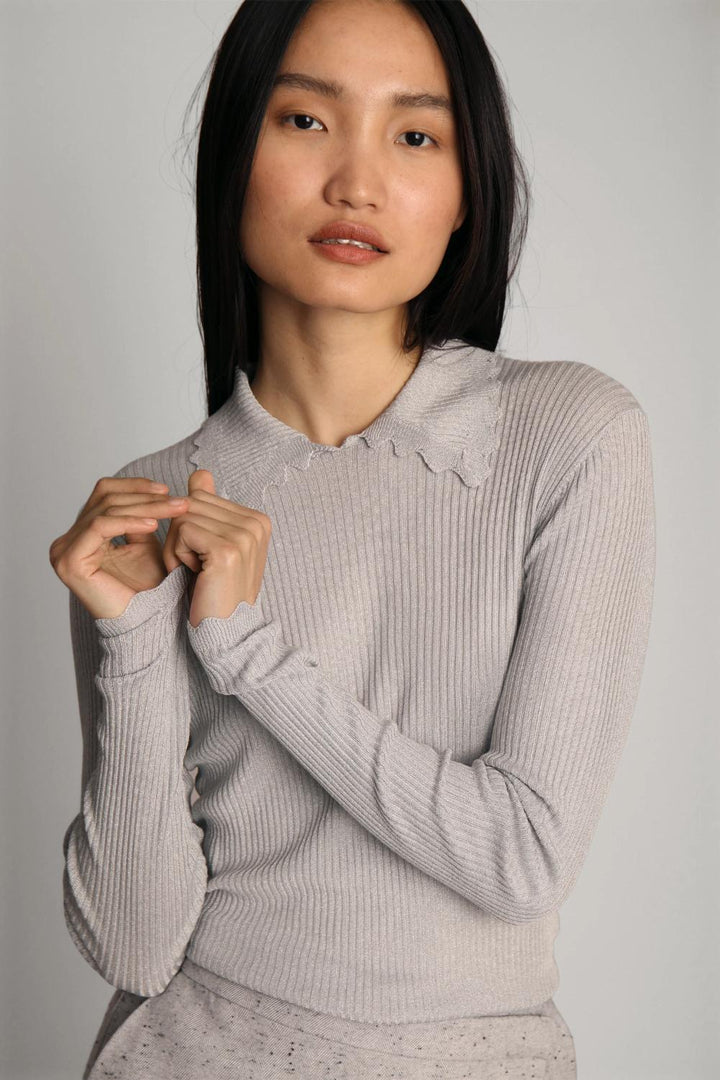 MUNTHE knit ELSE-88% Viscose, 12% Polyester-DAMES TRUIEN & VESTEN-Grijs