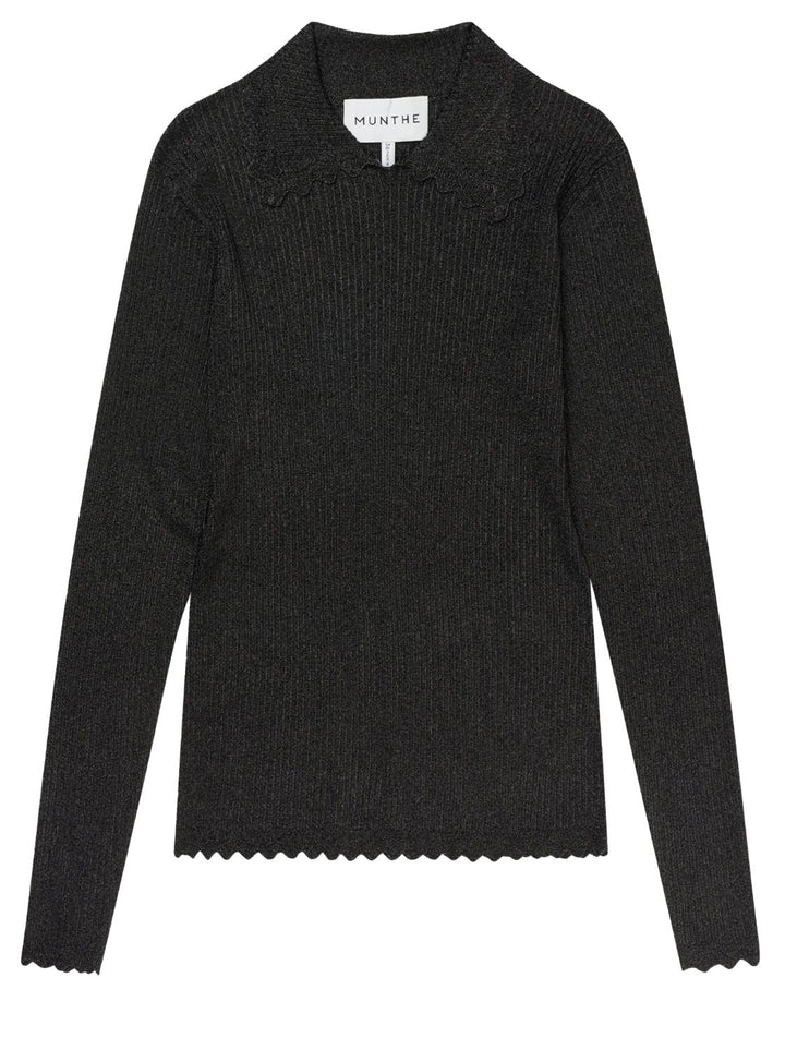 MUNTHE knit ELSE-88% Viscose, 12% Polyester-DAMES TRUIEN & VESTEN-Zwart