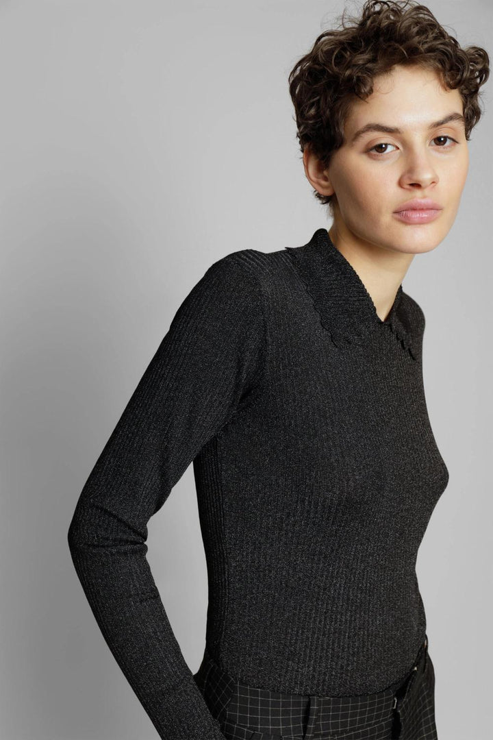 MUNTHE knit ELSE-88% Viscose, 12% Polyester-DAMES TRUIEN & VESTEN-Zwart