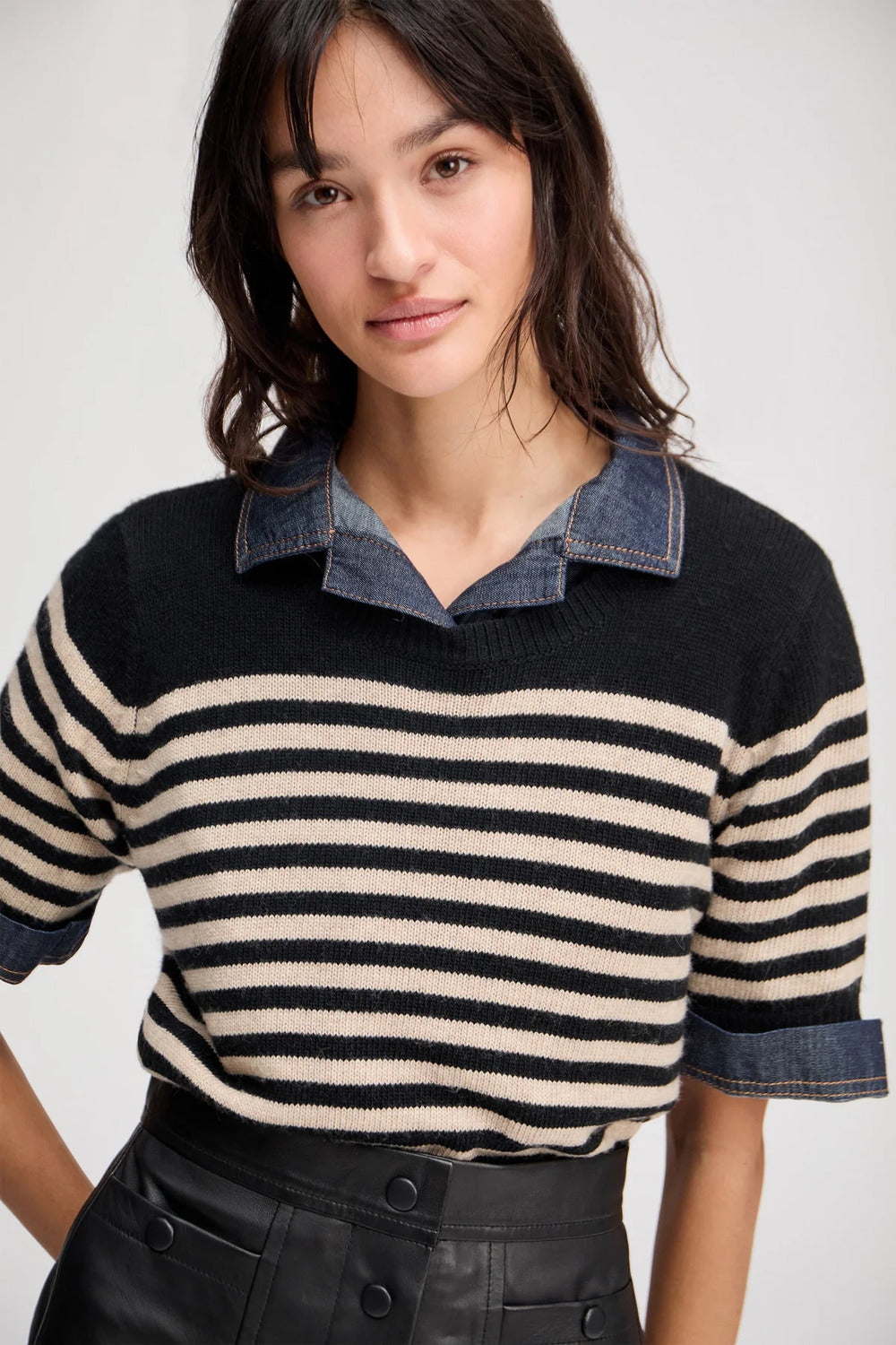 MUNTHE Laja Trui – Camel-40% wol, 30% polyamide, 20% polyester, 10% cashmere-DAMES TRUIEN & VESTEN-Zwart