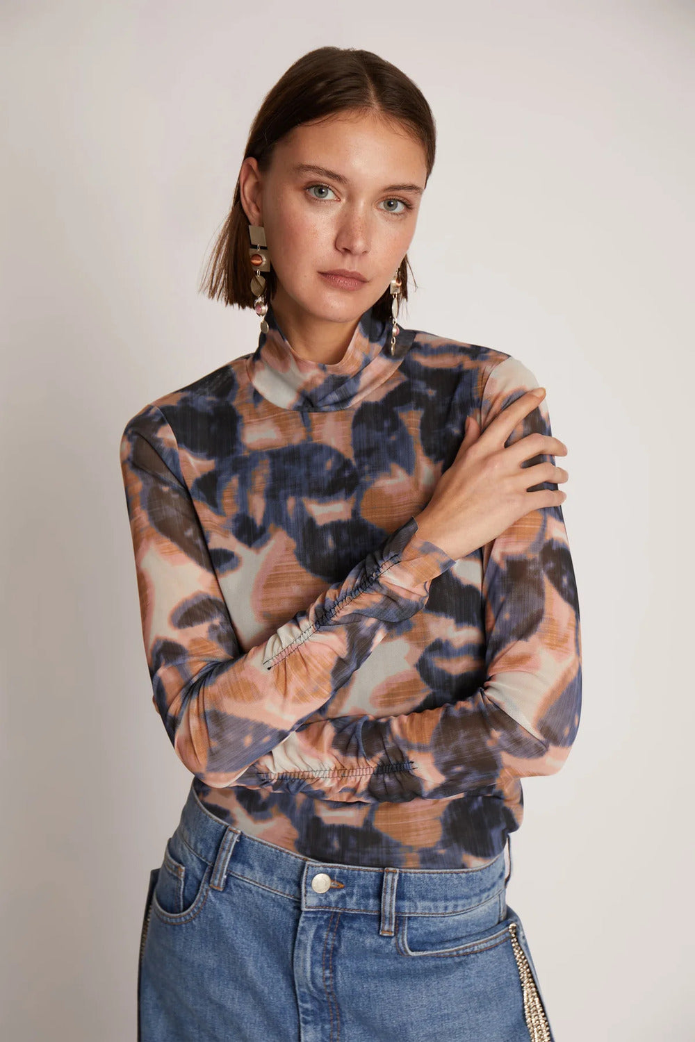 MUNTHE LENEA top-94% Polyester(Recycled) / 6% Elastane -DAMES TOPS & BLOUSES-Blauw