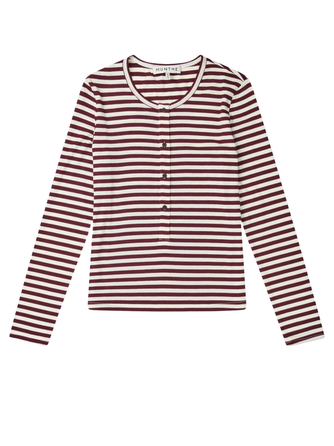 MUNTHE Levoma Longsleeve Top – Bordeaux-80% lyocell, 15% wol, 5% elasthaan-DAMES TOPS & BLOUSES-Rood