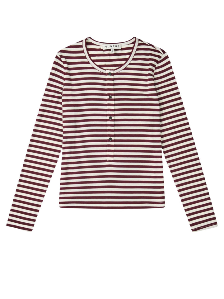 MUNTHE Levoma Longsleeve Top – Bordeaux-80% lyocell, 15% wol, 5% elasthaan-DAMES TOPS & BLOUSES-Rood