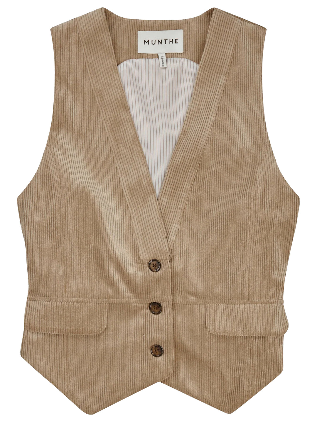 MUNTHE Lillian Gilet – Beige-88% polyester, 11% polyamide, 1% elasthaan-DAMES BLAZERS & GILETS-Beige