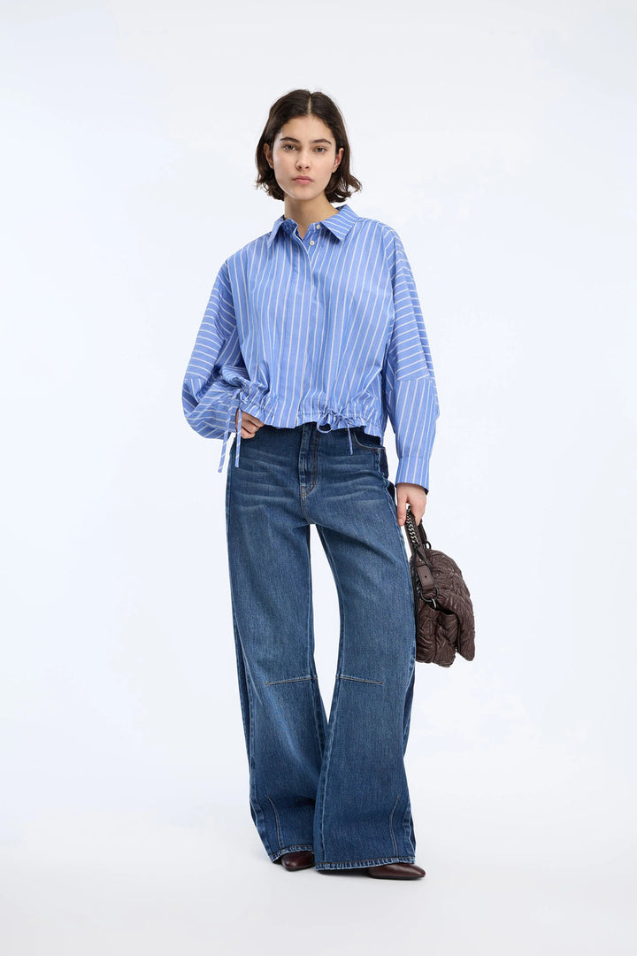 MUNTHE Loasta Blouse – Blauw-50% polyester, 5-% katoen-DAMES TOPS & BLOUSES-Blauw