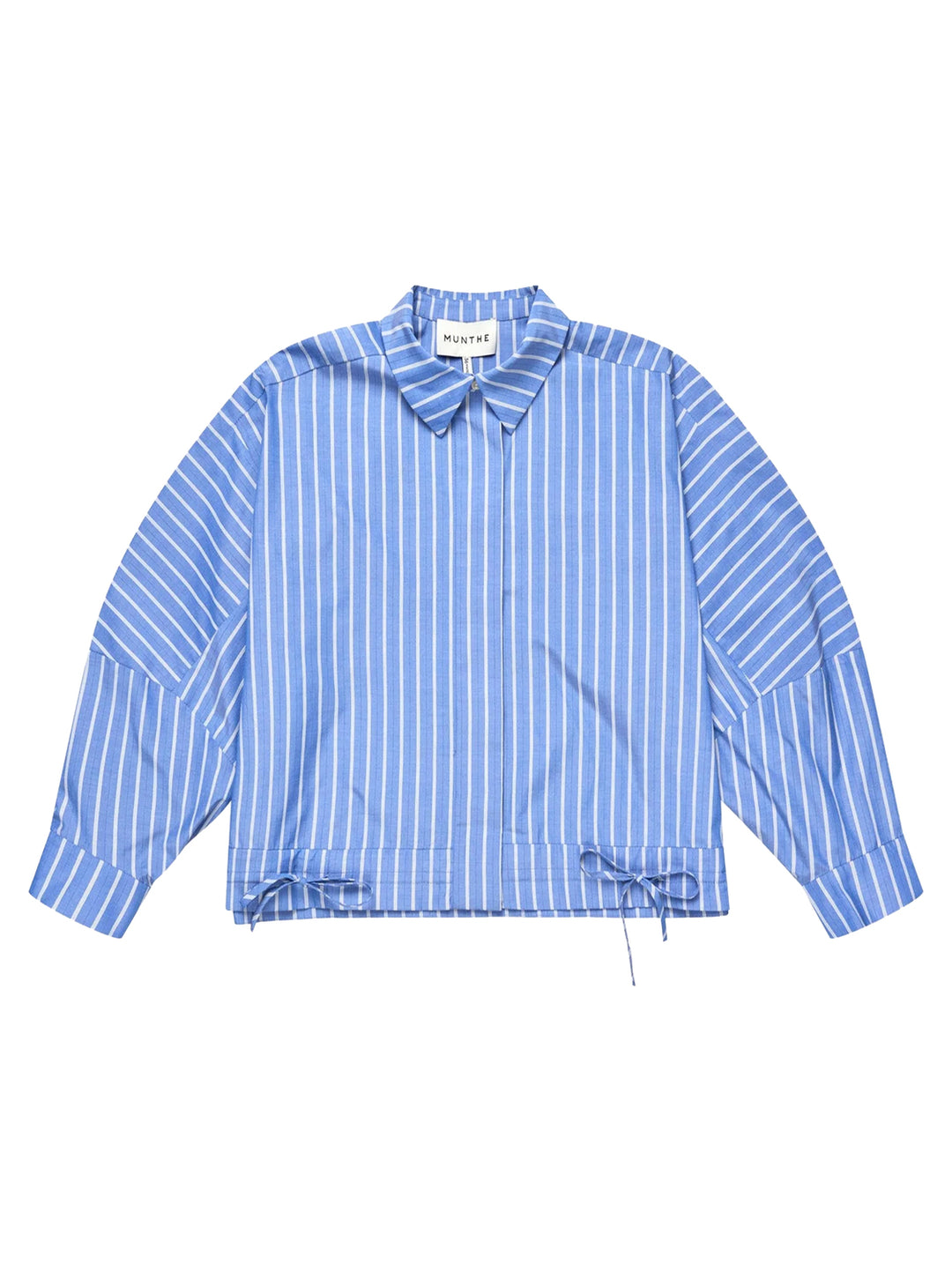 MUNTHE Loasta Blouse – Blauw-50% polyester, 5-% katoen-DAMES TOPS & BLOUSES-Blauw