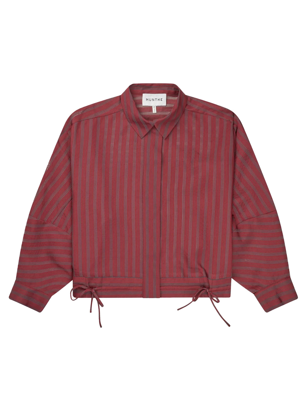 MUNTHE Loasta Blouse – Bordeaux (Rood)-81% viscose, 12% polyamide, 7% polyester-DAMES TOPS & BLOUSES-Rood