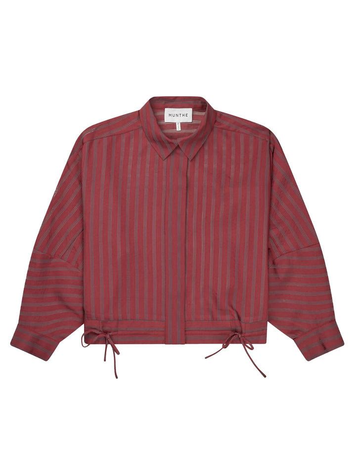 MUNTHE Loasta Blouse – Bordeaux (Rood)-81% viscose, 12% polyamide, 7% polyester-DAMES TOPS & BLOUSES-Rood