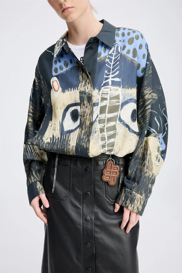 MUNTHE Loasta Blouse – Zwart-100% zijde-DAMES TOPS & BLOUSES-Zwart