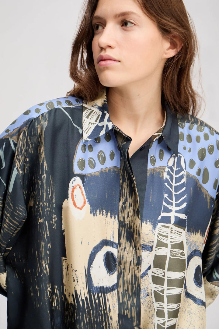 MUNTHE Loasta Blouse – Zwart-100% zijde-DAMES TOPS & BLOUSES-Zwart