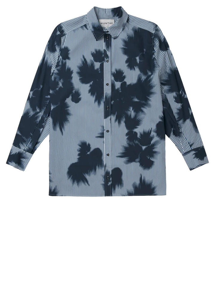 MUNTHE LOLLIA blouse-69% katoen, 28% polyamide, 5% elasthaan-DAMES TOPS & BLOUSES-Blauw