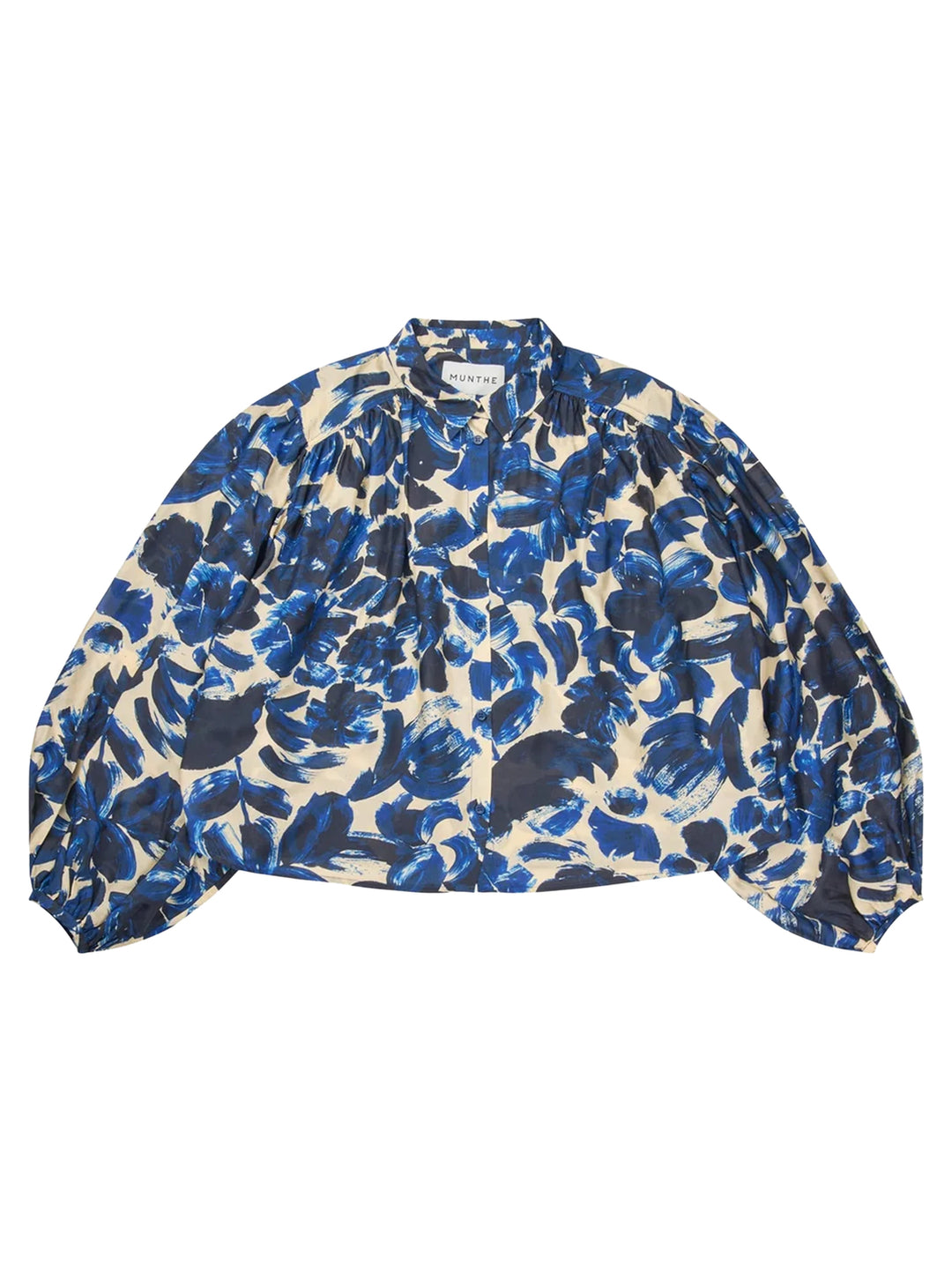 MUNTHE Lynx blouse – Blauw-80% viscose, 20% zijde-DAMES TOPS & BLOUSES-Blauw