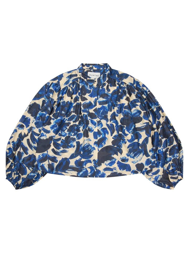 MUNTHE Lynx blouse – Blauw-80% viscose, 20% zijde-DAMES TOPS & BLOUSES-Blauw