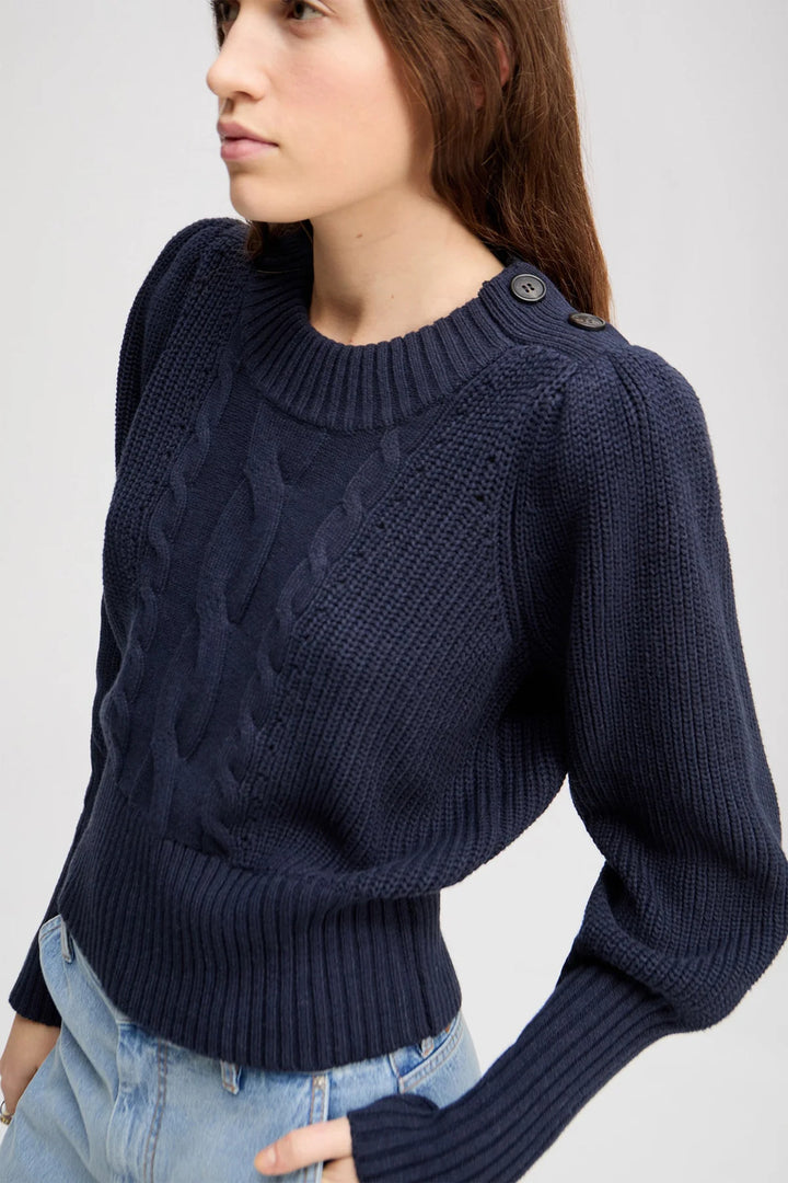 MUNTHE Lysta Trui – Navy-50% katoen, 30% polyacryl, 20% wol-DAMES TRUIEN & VESTEN-Blauw