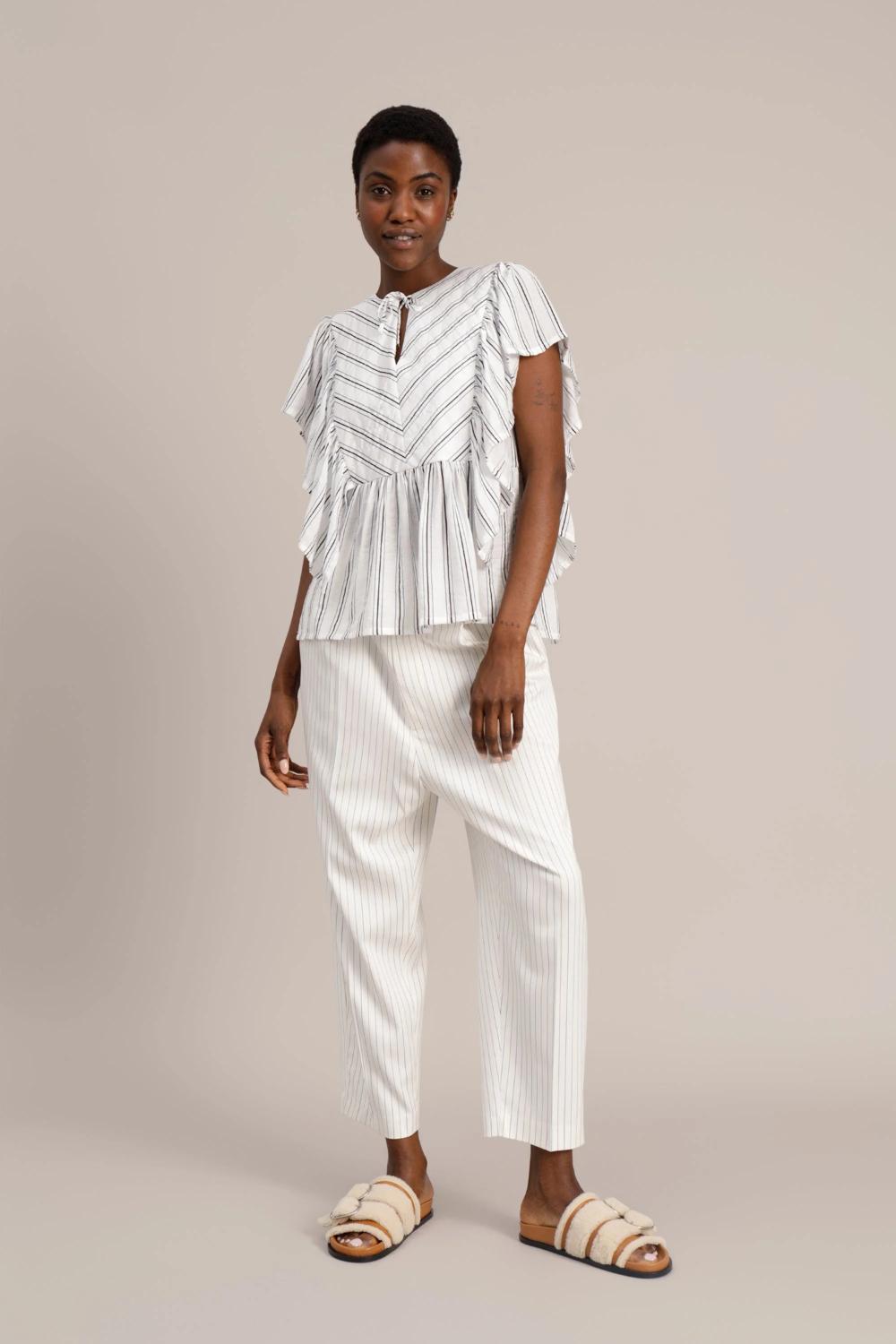 MUNTHE mouwloze top JAGERI-82% viskose, 18% polyamide-DAMES TOPS & BLOUSES-Wit