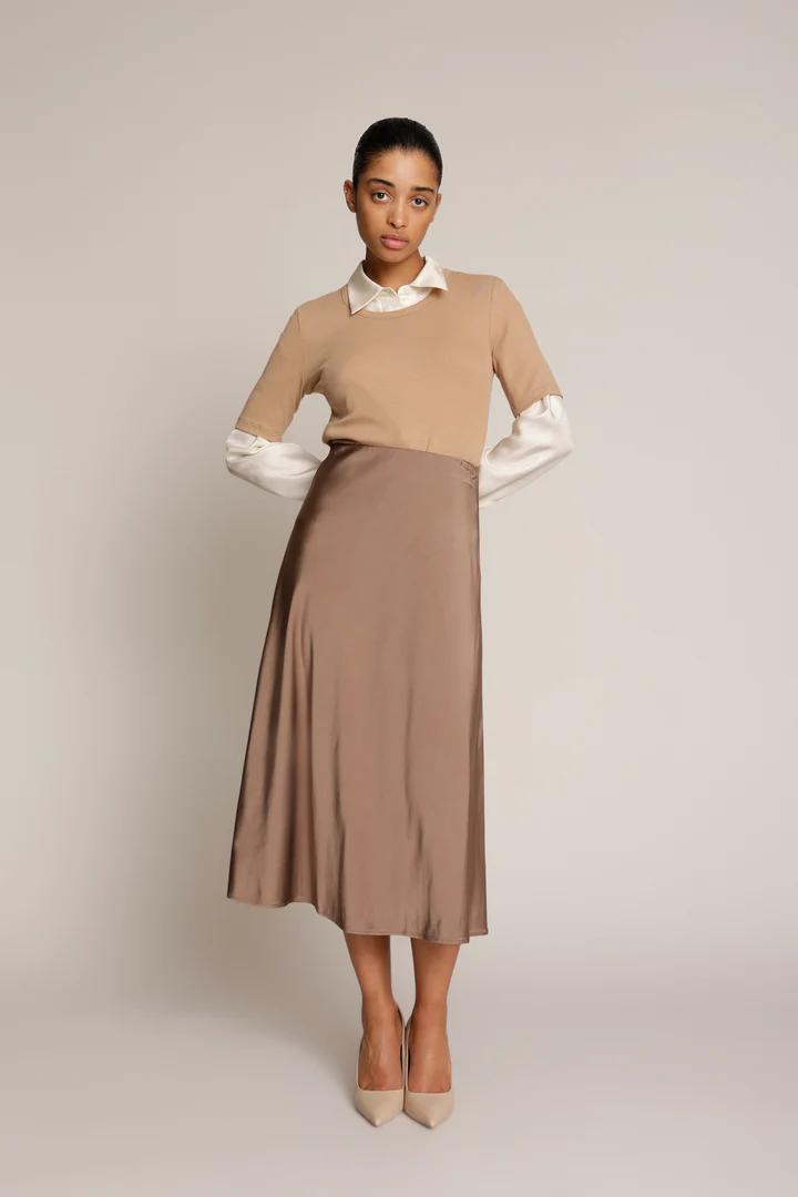 MUNTHE MUTULA T-shirt-95% ecovero, 5% elasthaan-DAMES TOPS & BLOUSES-Beige