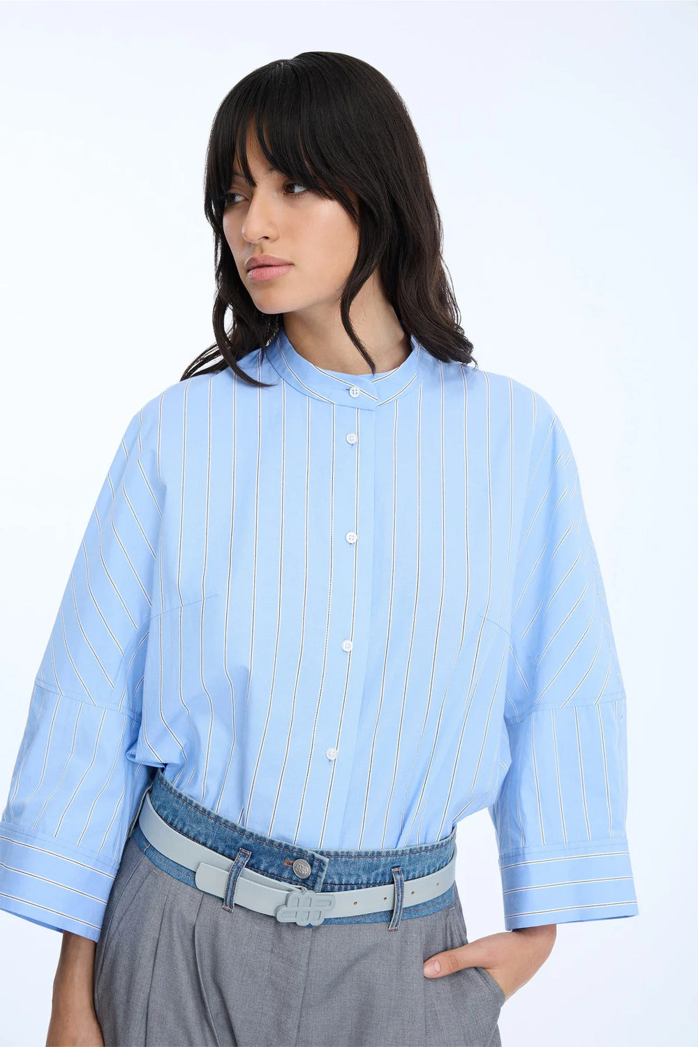 MUNTHE Neela blouse – Blauw-100% katoen-DAMES TOPS & BLOUSES-Blauw