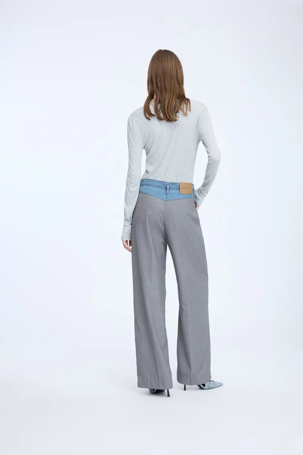 MUNTHE Normay pantalon – Grijs-80% polyester, 20% viscose-DAMES BROEKEN-Grijs