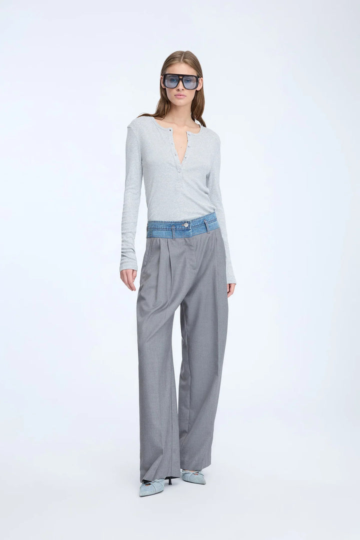 MUNTHE Normay pantalon – Grijs-80% polyester, 20% viscose-DAMES BROEKEN-Grijs