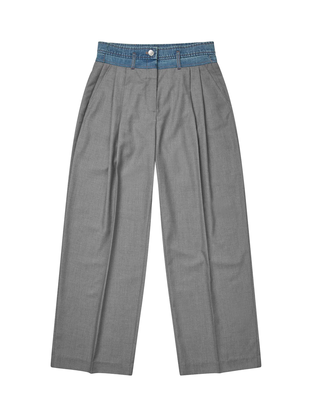 MUNTHE Normay pantalon – Grijs-80% polyester, 20% viscose-DAMES BROEKEN-Grijs