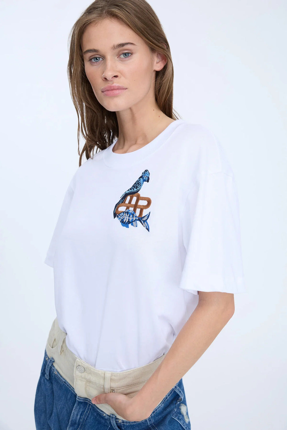 MUNTHE Nuri T-shirt – Wit-100% katoen-DAMES TOPS & BLOUSES-Wit