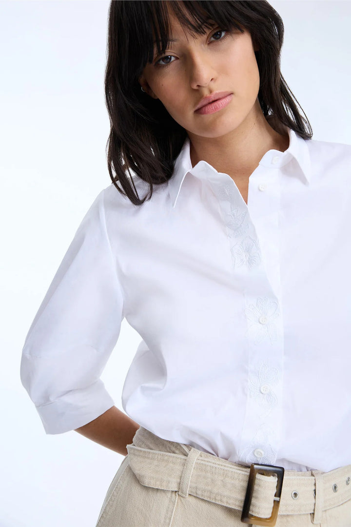 MUNTHE Nust top – Wit-76% katoen, 19% polyamide, 5% elastaan-DAMES TOPS & BLOUSES-Wit