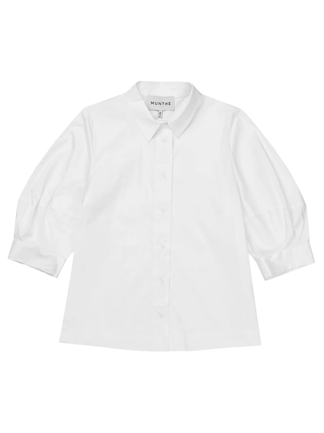 MUNTHE Nust top – Wit-76% katoen, 19% polyamide, 5% elastaan-DAMES TOPS & BLOUSES-Wit