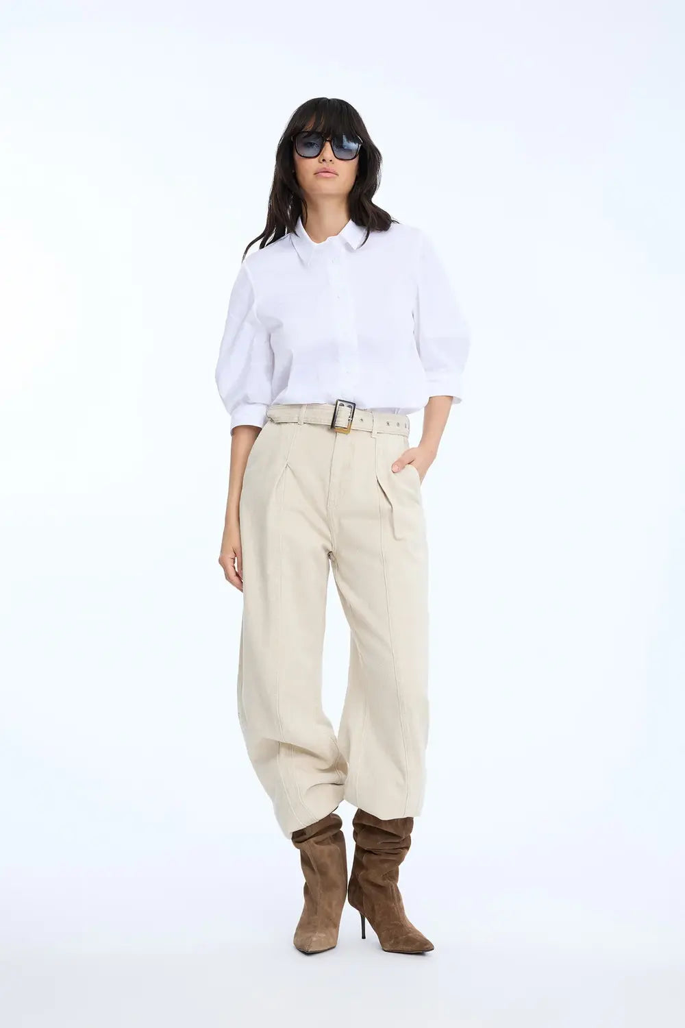MUNTHE Nust top – Wit-76% katoen, 19% polyamide, 5% elastaan-DAMES TOPS & BLOUSES-Wit